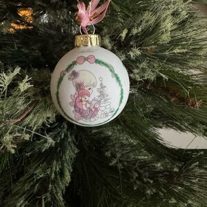 Precious Moments 1991 Holiday Ornament with Pink Accents